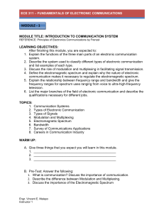 ECE 311 Fundamentals of Electronic Communications