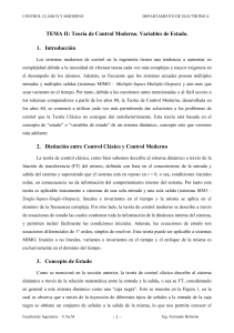 Control Cl&aacute;sico y Moderno: Teor&iacute;a de Variables de Estado