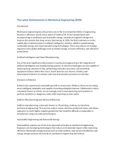 Latest Mechanical Engineering Achievements 2026
