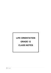 Grade 12 Life Orientation Class Notes