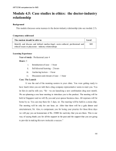 AETCOM Module 4.5: Doctor-Industry Ethics Case Study