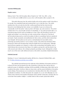 Annotated Bibliography on Deception and Self-Deception