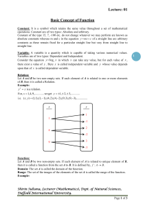 Basic Concept of Function - Lecture 01