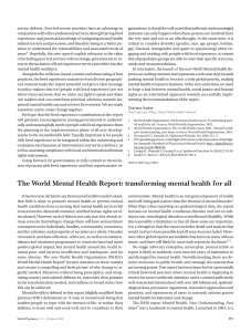 World Mental Health Report: Transforming Mental Health for All