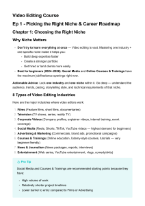 Video Editing Course: Niche & Career Roadmap
