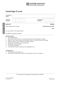Cambridge O Level Biology Paper 6 2021