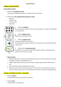 Science Exam II: Maps, Earth Features, Rocks