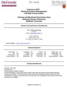 McMaster Commerce 4FP3 Personal Finance Course Outline Fall 2025
