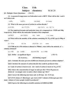 11th Grade Chemistry Test: Multiple Choice & Calculations