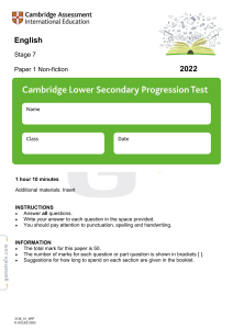 Cambridge Stage 7 English Non-fiction Test 2022
