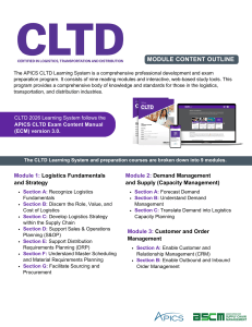CLTD 2026 Module Content Outline - Logistics, Transportation, Distribution