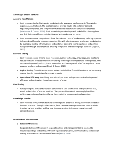 Advantages and Drawbacks of Joint Ventures