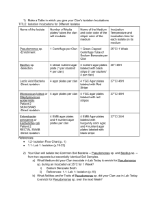 Isolation Incubations for Bacterial Isolates Lab Worksheet