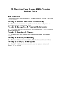 AS Chemistry Paper 1 June 2020 Revision Guide