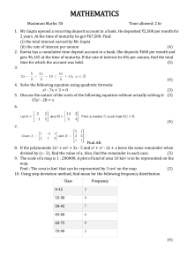 Mathematics Exam Paper with Algebra, Statistics, and Geometry Questions