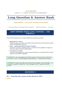 ICSE History 1857 Revolt Q&A Bank
