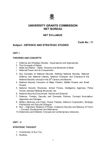 UGC NET Syllabus Defence Strategic Studies