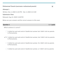 English Grammar Exam: Correct Sentence Structure