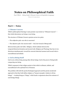 Notes on Philosophical Faith: Tillich's Ultimate Concern