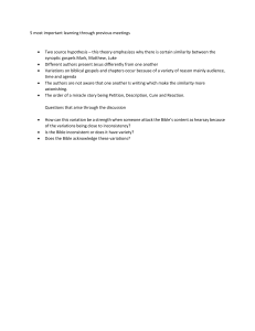 Key Learnings on Synoptic Gospels & Biblical Variations