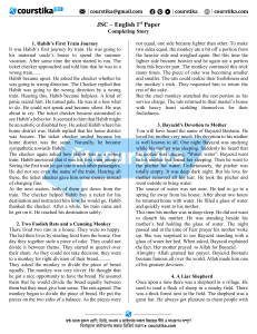 JSC English 1st Paper Completing Story