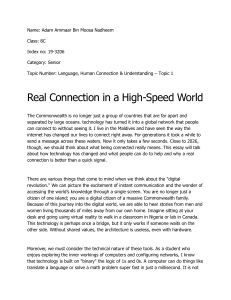 Real Connection in a High-Speed World: Essay on Technology and Human Bond