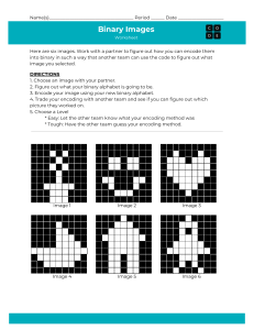 Binary Images Worksheet: Encode & Decode Activities