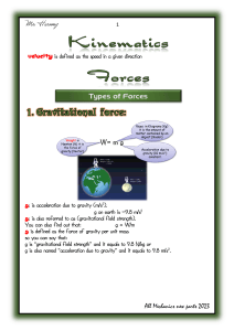Kinematics: Gravitational Force & Acceleration Due to Gravity