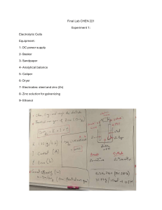 Electrolytic Cells Lab Experiment CHEN 221