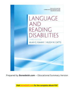 Language and Reading Disabilities 3rd Ed Summary