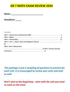 GR 7 Math Exam Review 2024