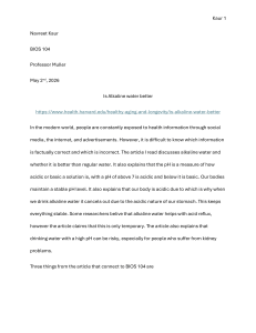 Is Alkaline Water Better? Student Analysis