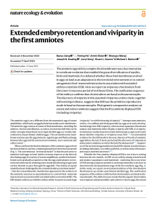 Extended Embryo Retention & Viviparity in First Amniotes
