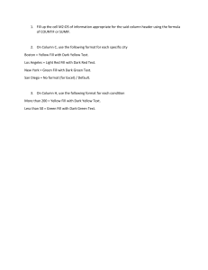 Excel Formula & Formatting Tasks