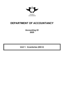 Accounting 22 Unit 1: Inventories (IAS 2) Question Bank 2025