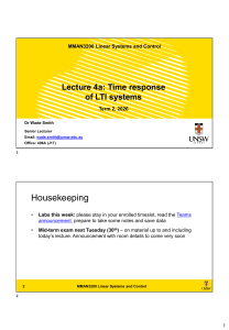 MMAN3200 Lecture 4a: Time Response of LTI Systems
