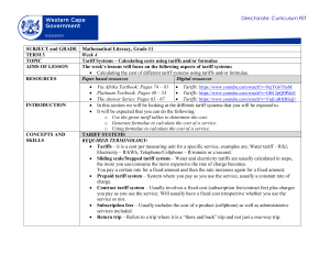 Grade 11 Mathematical Literacy: Tariff Systems Lesson Plan