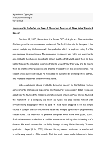 Rhetorical Analysis of Steve Jobs' Stanford Speech