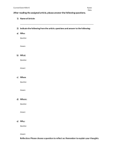 Current Event HW #5: Anti-Bullying & Pink Shirt Day Questions