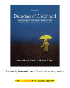 Disorders of Childhood: Development and Psychopathology, 3rd Edition Summary