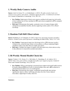 Police Supervisory Reforms: Body Cameras, Ride-Alongs, Mental Health