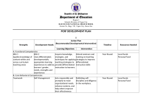 PCRF Development Plan: Teacher Competencies & Interventions