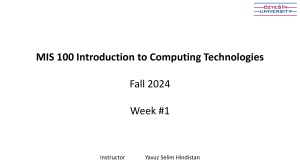 MIS 100 Syllabus: Introduction to Computing Technologies