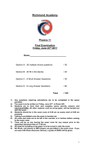 Physics 11 Final Exam - Richmond Academy
