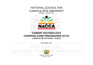 Career Technology CCP Curriculum B7-JHS3 Ghana