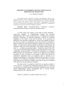 Isotopie et interpr&eacute;tation de texte dans le processus de traduction