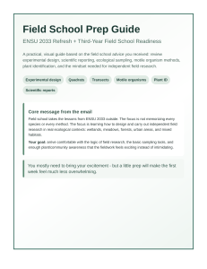 Field School Prep Guide: ENSU 2033 Readiness