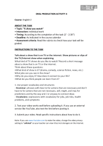 English 2 Oral Production Activity Worksheet