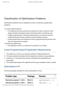 Classification of Optimization Problems
