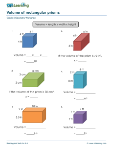 Grade 4 Volume of Rectangular Prisms Worksheet